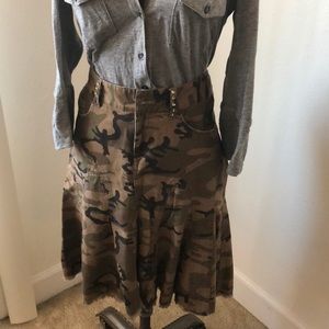 Joie Camouflage skirt with rhinestone details